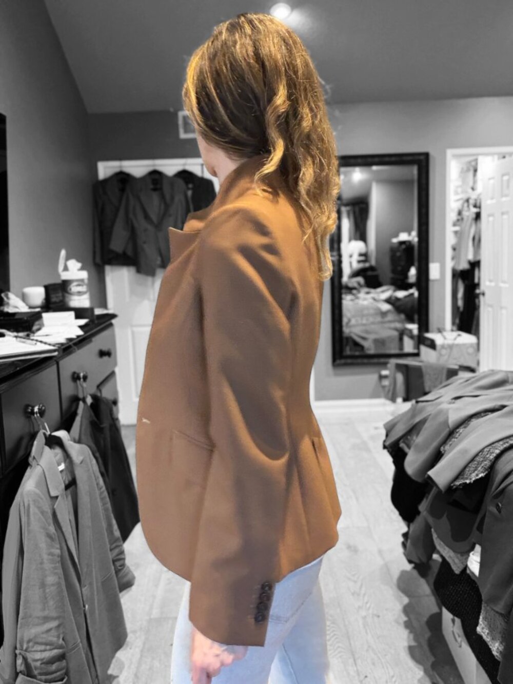 Alexander McQueen Dark Camel stand collar wool-mohair jacket NWT size 36 - Picture 14 of 16